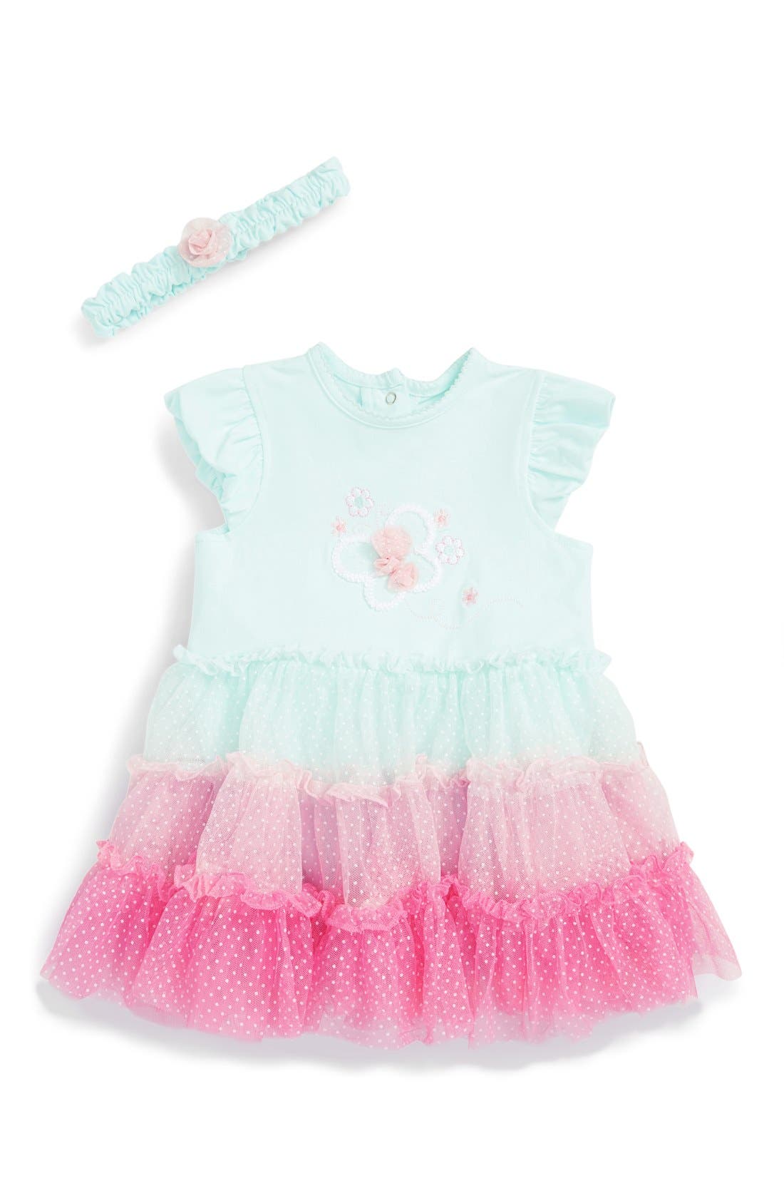 Little Me Tiered Skirted Bodysuit & Headband Set (Baby Girls) Nordstrom