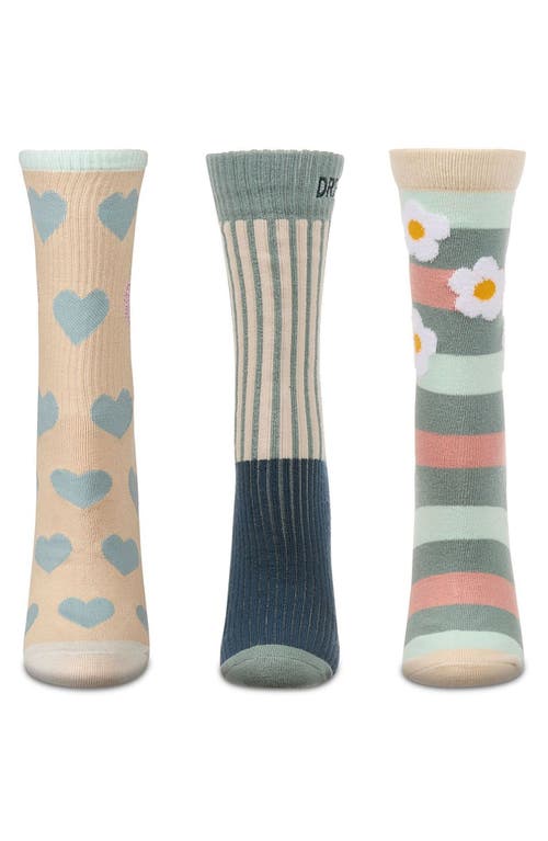 Memoi Assorted 3-pack Crew Socks In Green
