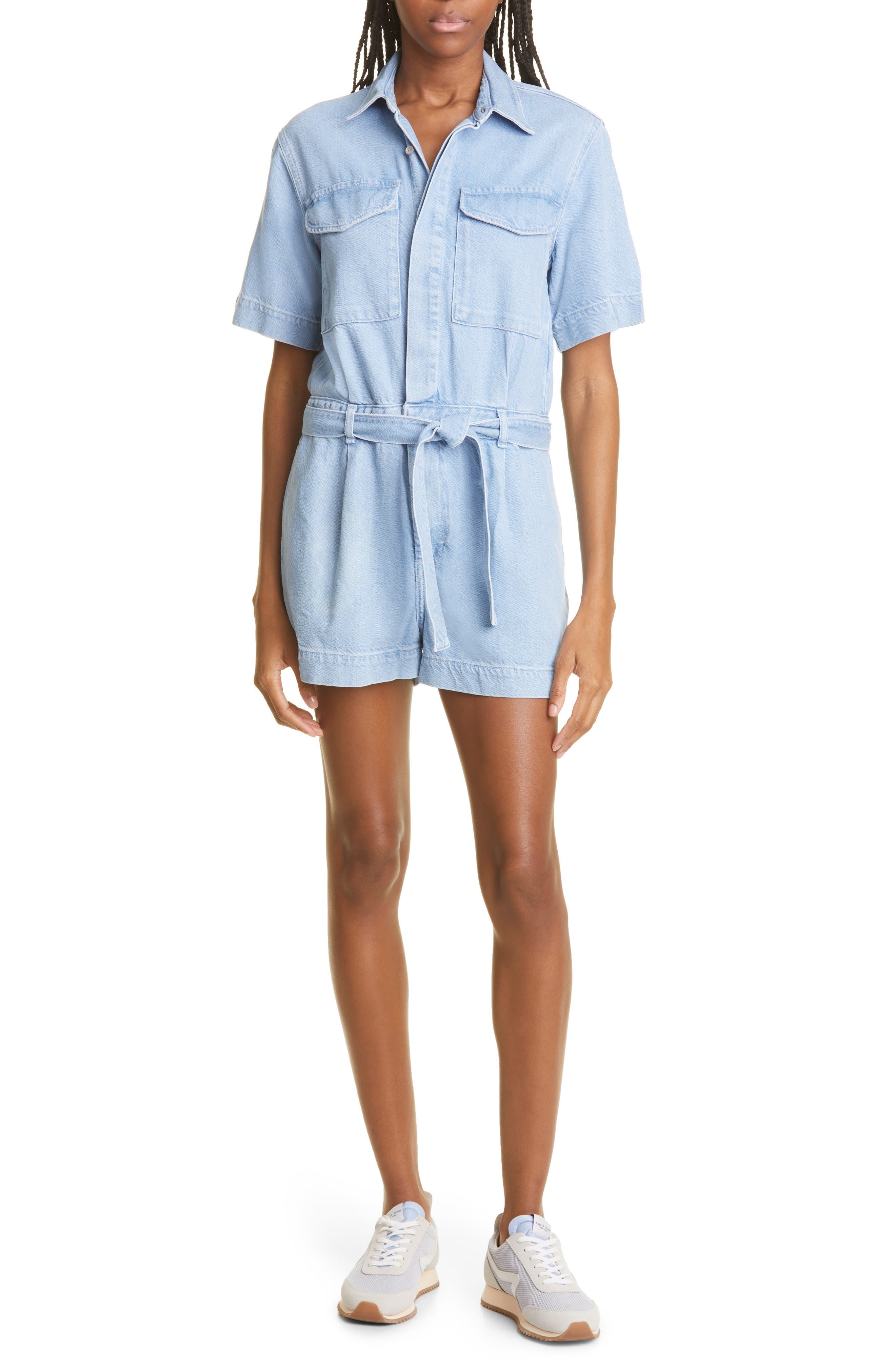 denim romper women's clothing