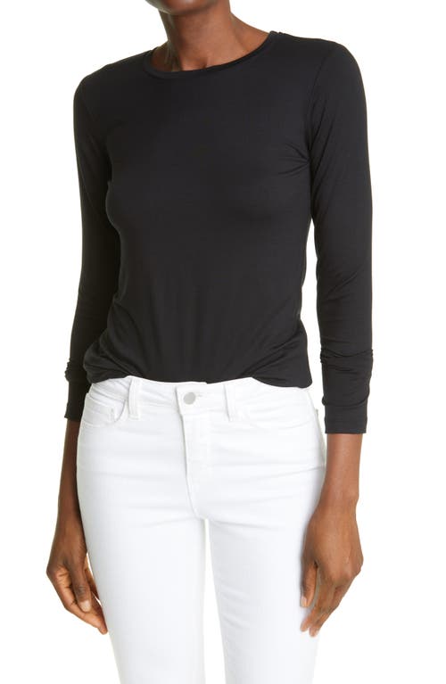Tess Long Sleeve Stretch Jersey Top in Black