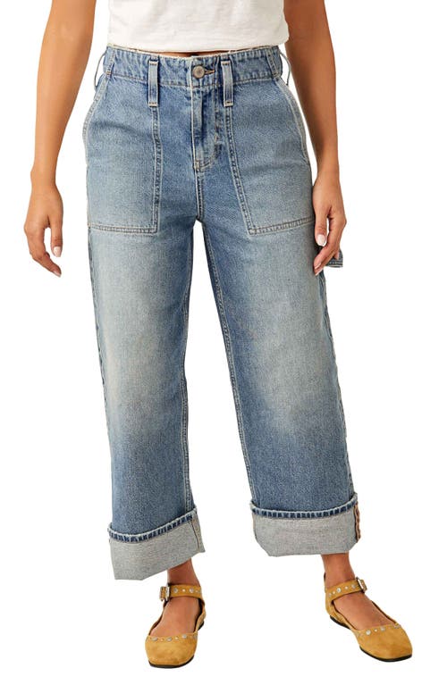 Shop Free People Major Leagues Wide Leg Crop Jeans In Envy