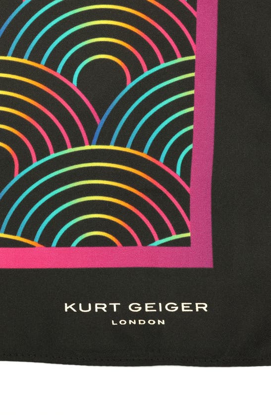 Shop Kurt Geiger London Southbank Rainbow Silk Square Scarf In Black