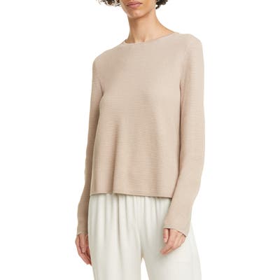 Eileen Fisher Crewneck Silk Blend Top, Beige