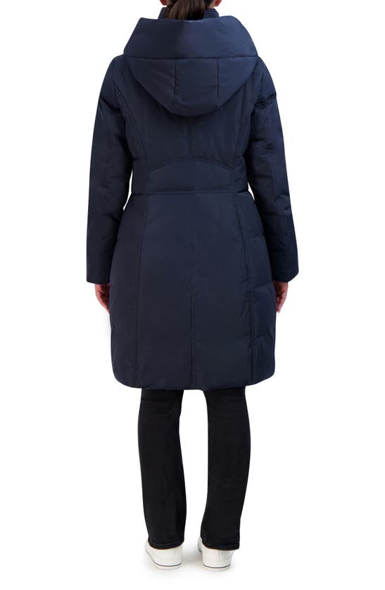 Cole Haan Signature Taffeta Quilted Puffer Coat With Bib In Navy