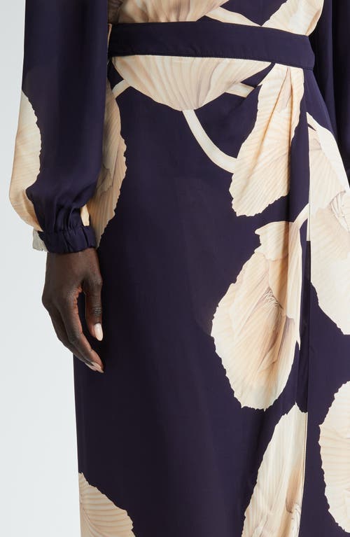 Shop Johanna Ortiz Naturalism Silk Wrap Skirt In Opium Florals/navy/ecru