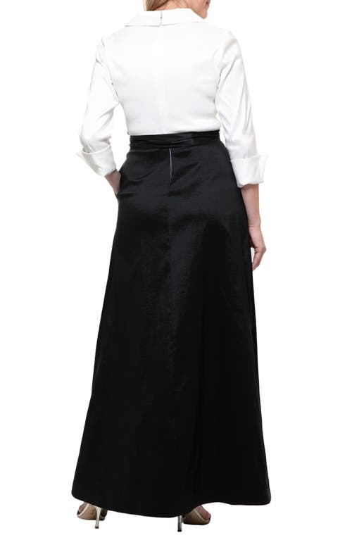 Sl Fashions Taffeta A-line Gown In Black White