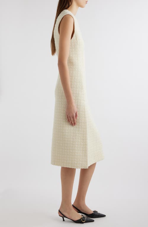 Shop Givenchy Sleeveless Wool Blend Tweed Midi Dress In Ecru