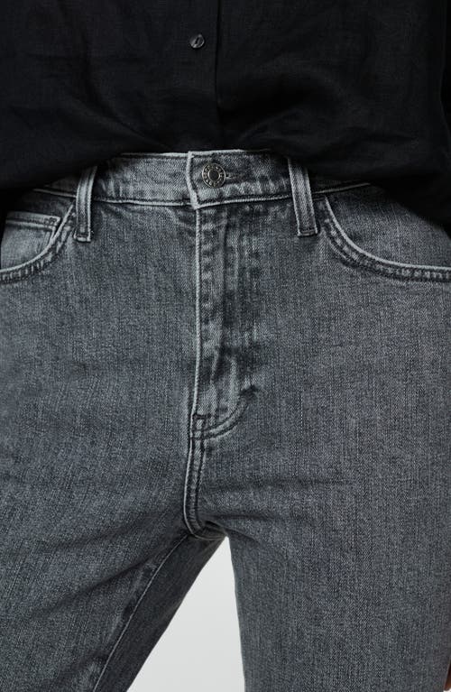 Mango Claudia Waxed Crop Slim Fit Jeans In Open Grey
