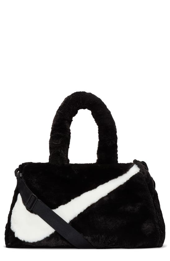 Nike Faux Fur Crossbody Bag In Black/ Black/ Sail