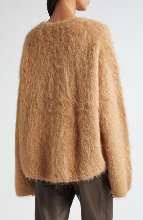 Totême Toteme Boxy Alpaca Blend Crewneck Sweater In Camel Melange