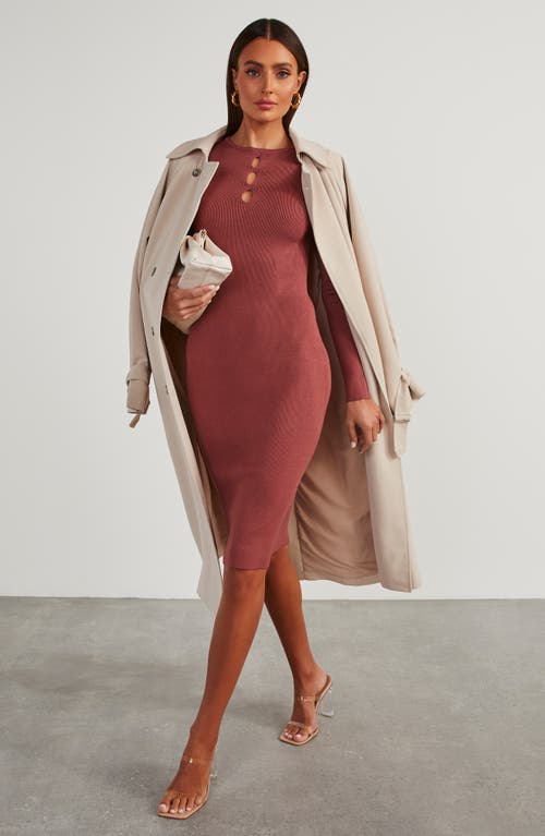 Shop Vici Collection Masey Cutout Long Sleeve Sweater Dress In Dusty Rust