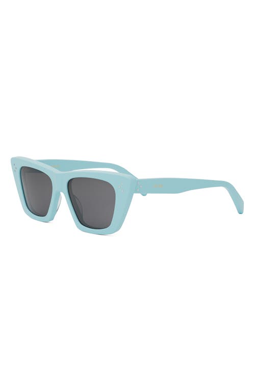 Celine Bold 3 Dots 51mm Cat Eye Sunglasses In Shiny Light Blue/smoke