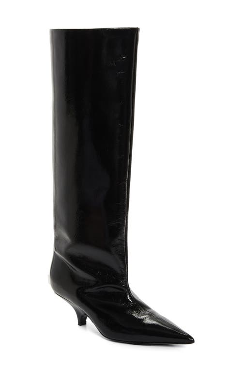 Totême Toteme Pointed Toe Knee High Kitten Heel Boot In Black