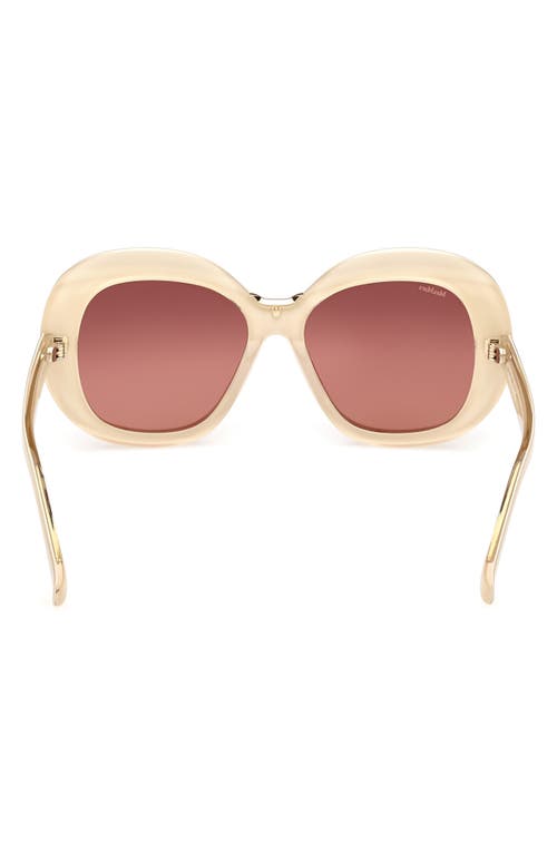 Shop Max Mara Edna 55mm Round Sunglasses In Ivory/gradient Brown