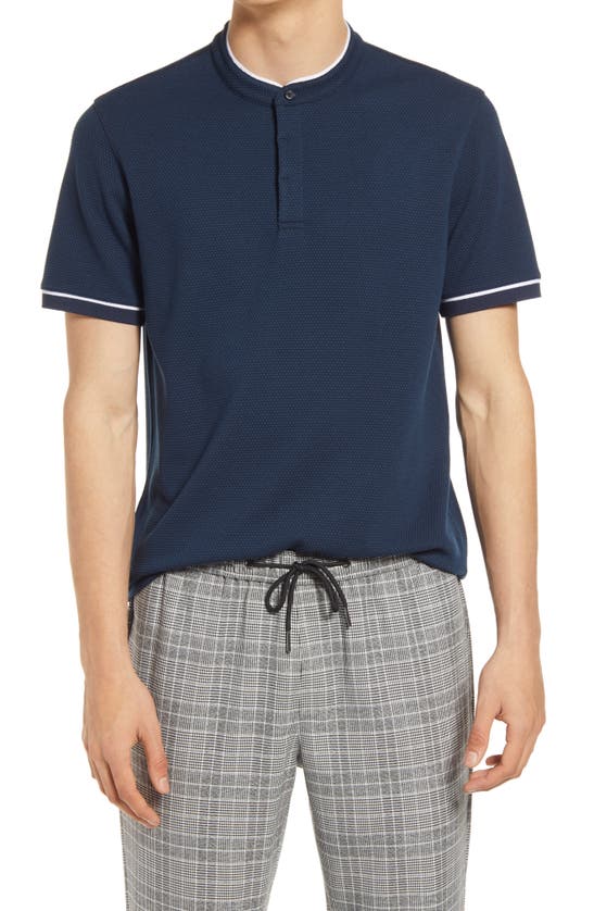 Open Edit Band Collar Polo In Navy Eclipse