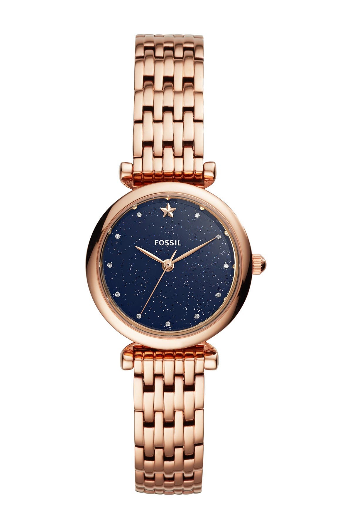 fossil carlie watch rose gold