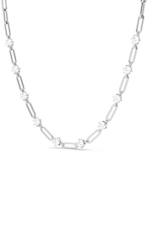 HauteCarat Lab Created Diamond Paper Clip Chain Necklace in 18K White Gold 