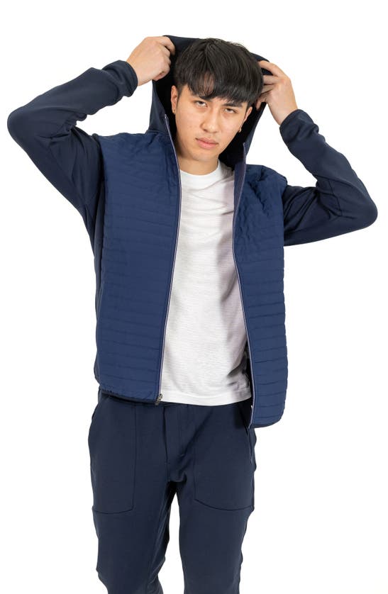 Shop Pino By Pinoporte Stretch Cotton Blend Windbreaker Jacket In Navy