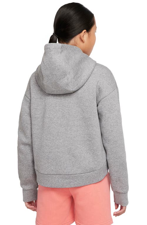 Shop Nike Sportswear Kids' Club Fleece Hoodie In Carbon Heather/pink Salt