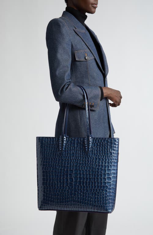 Shop Christian Louboutin Cabata Croc Embossed Leather Tote In Bl5e Denim