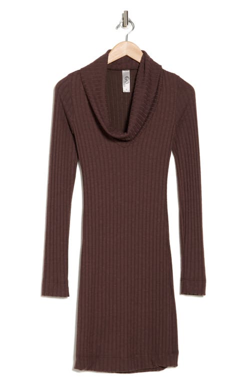 Go Couture Cowl Neck Long Sleeve Minidress In Java Rib