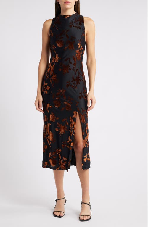 Shop Hutch Floral Jacquard Funnel Neck Dress In Black