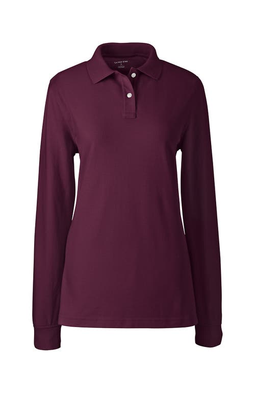 Shop Lands' End School Uniform Young  Long Sleeve Mesh Polo Shirt In Burgundy