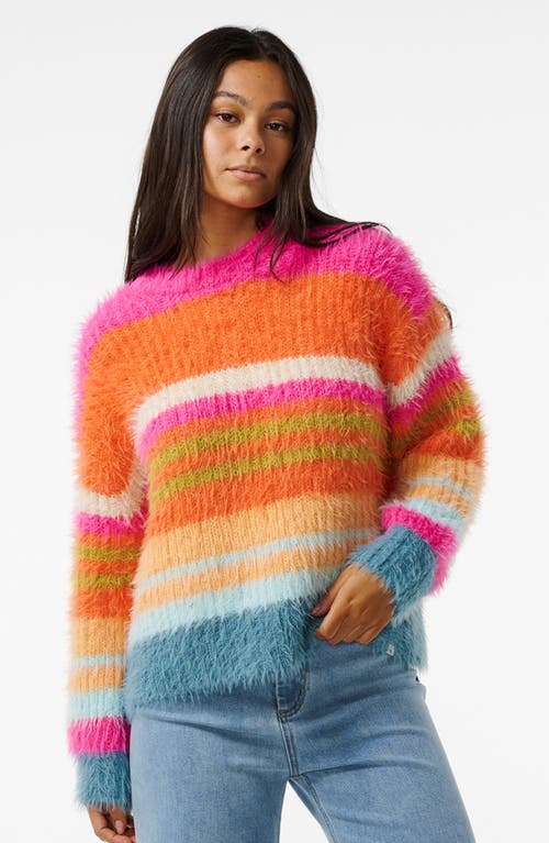Rip Curl Hibiscus Heat Stripe Sweater In Hot Pink