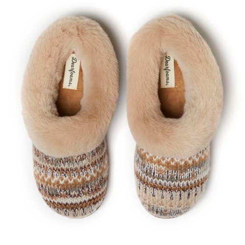 Dearfoams Women's Hannah Festive Knit Clog Slippers In Latte