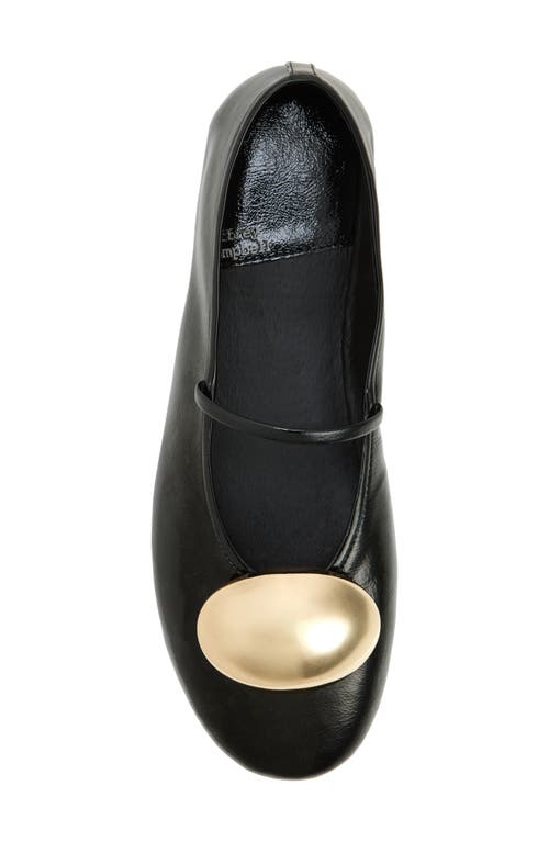 Shop Jeffrey Campbell Balle-orn Mary Jane Flat In Black Crinkle Patent Gold