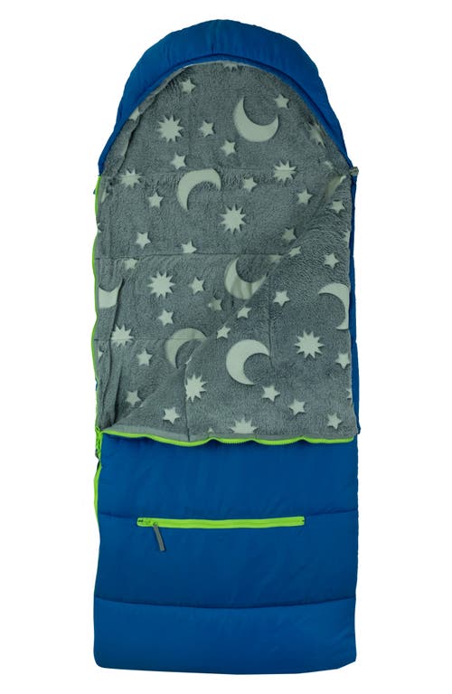 mimish Kids' Sleep-n-Pack Glow in the Dark Sleeping Bag Backpack in Surfer Blue at Nordstrom
