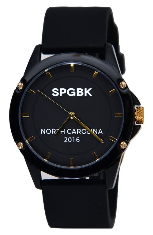 Shop Spgbk Watches Cumberland Silicone Strap Watch, 42mm In Black/gold