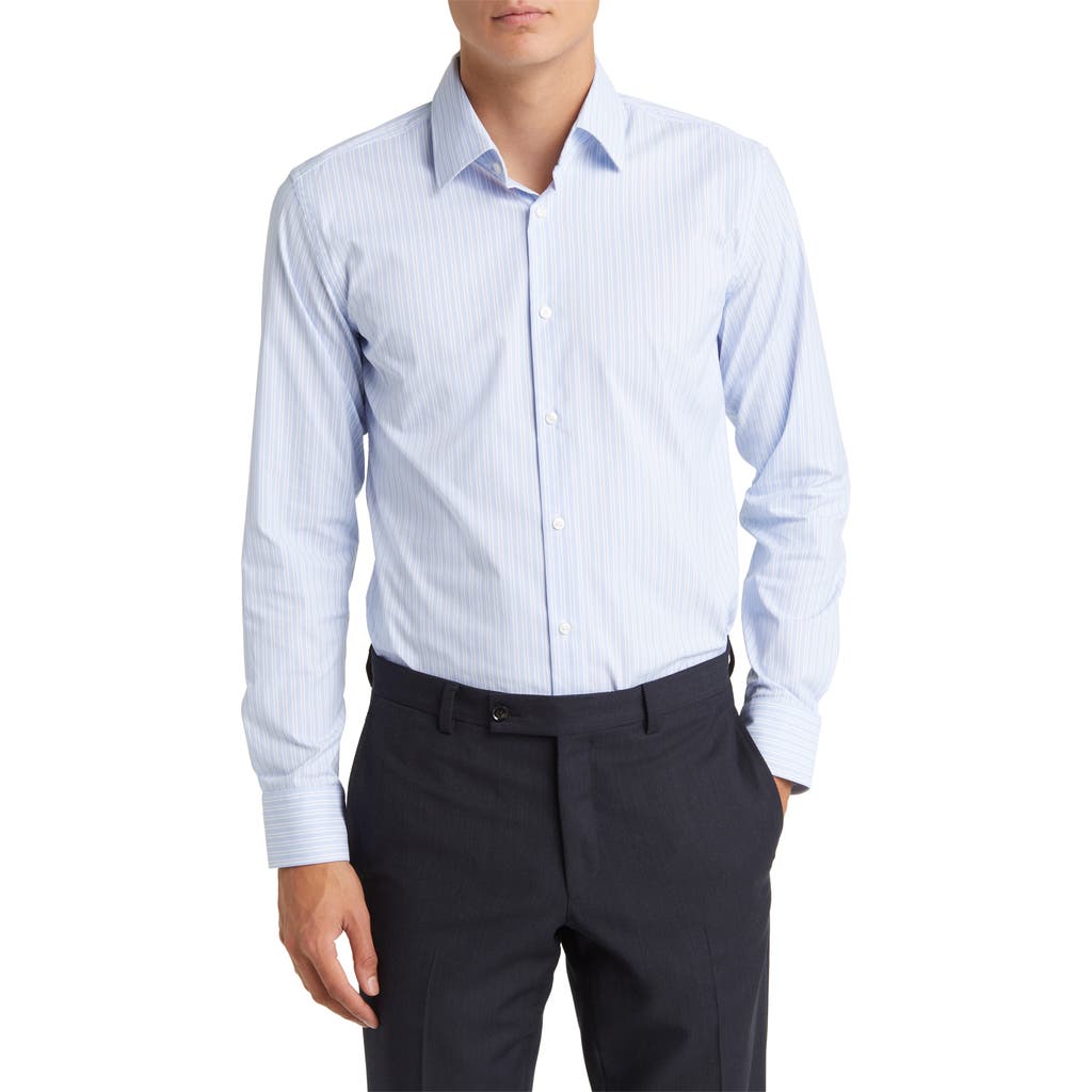 Hugo Boss Boss Hank Slim Fit Stretch Stripe Dress Shirt In Light Pastel/blue