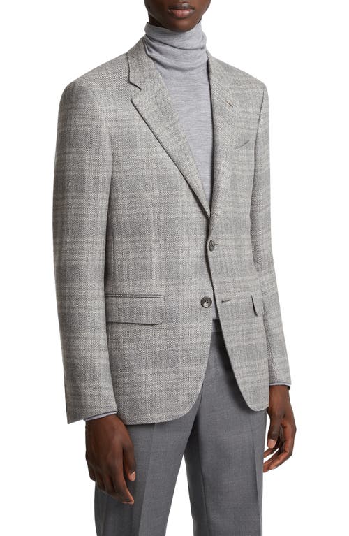 ZEGNA Couture Tonal Plaid Stretch Cashmere, Silk & Wool Sport Coat Light Grey at Nordstrom, Us