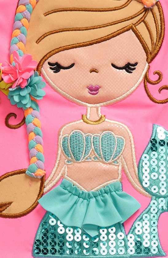 Shop Flapdoodles Kids' Mermaid Appliqué Two-piece Swimsuit In Pink