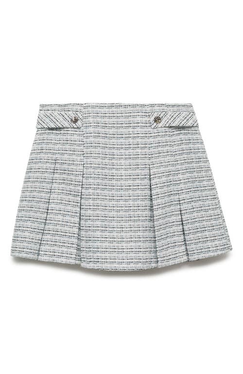 Shop Mango Button Tab Tweed Miniskirt In Blue