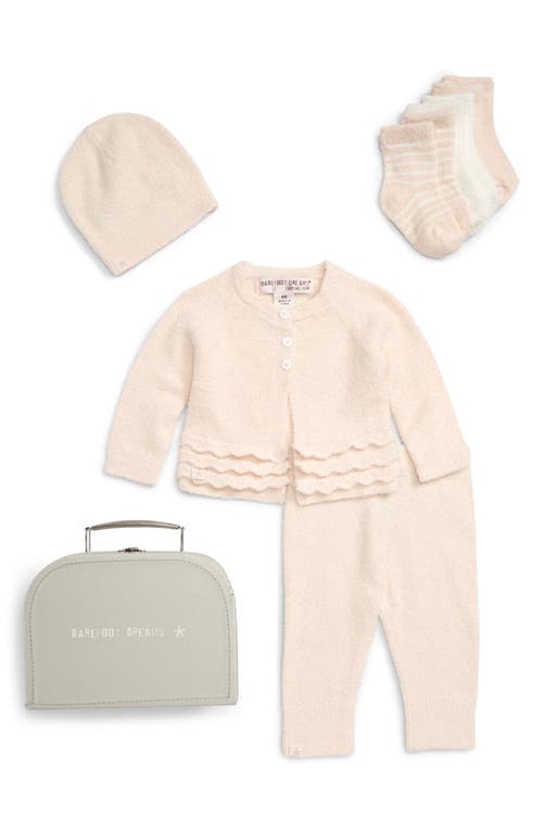 Barefoot Dreams Kids'  Cozychic® Lite Heirloom Cardigan, Trousers, Socks, Beanie & Suitcase Set In Pink