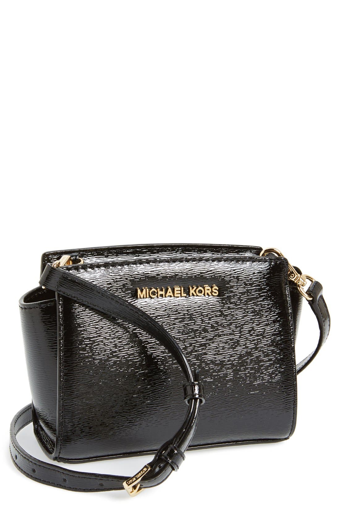 MICHAEL Michael Kors 'Mini Selma' Patent Saffiano Leather Messenger Bag