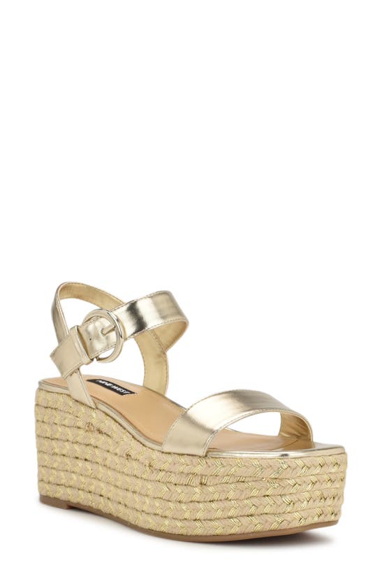 Nine West Nillo Platform Wedge Sandal In Gold
