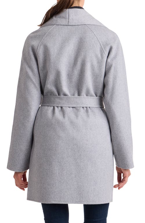 Shop Sofia Cashmere Double Face Wool Blend Wrap Coat In Grey