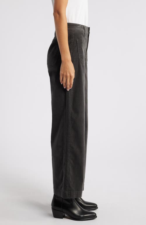 Shop Wit & Wisdom 'ab'solution Patch Pocket High Waist Wide Leg Corduroy Pants In Steel Grey