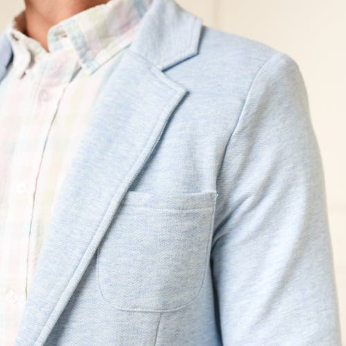 Hope & Henry French Terry Blazer In Light Blue Heather Herringbone