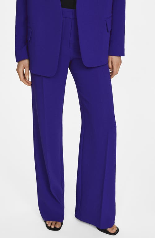 Shop Mango Pompeya Flare Trousers In Medium Blue