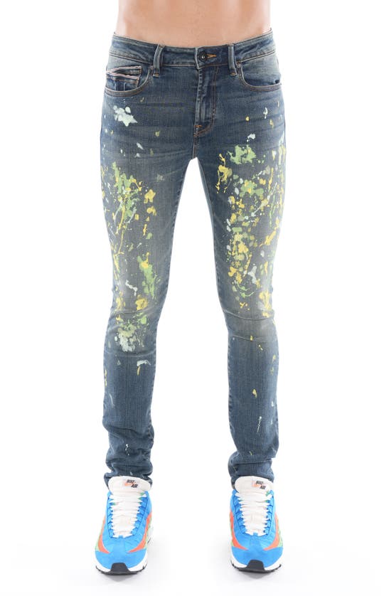 Shop Cult Of Individuality Punk Spattered Super Skinny Jeans In Chaos