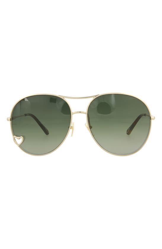Chloé Fashion 63mm Oversize Aviator Sunglasses In Gold Gold Green