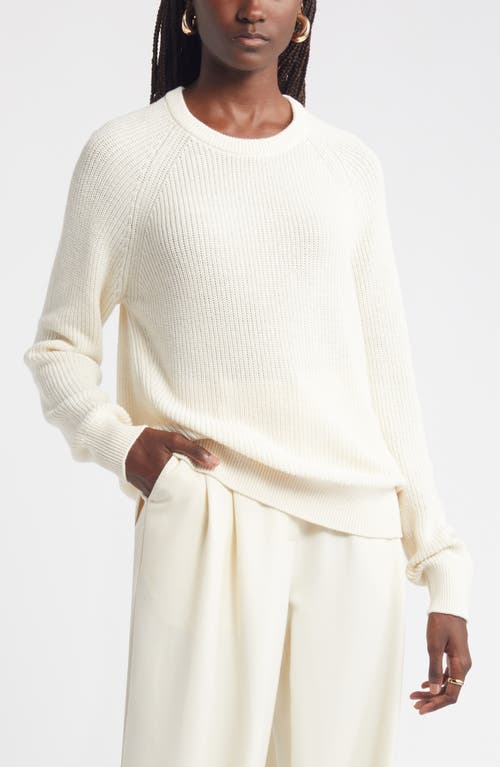 Shop Nordstrom Cotton & Merino Wool Rib Sweater In Ivory Pristine