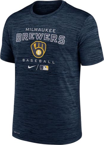 Men's Nike Navy Milwaukee Brewers Authentic Collection Velocity Practice Performance T-Shirt Size: Small