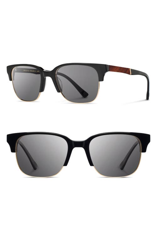 'Newport' Sunglasses in Black/Mahogany/Grey