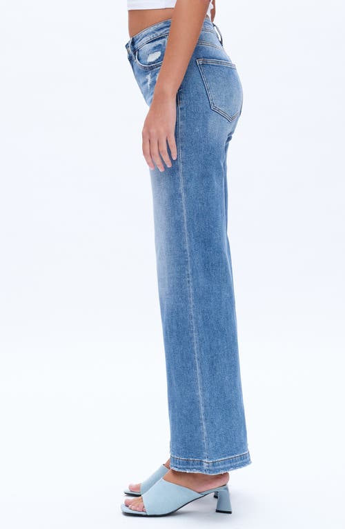 Bayeas High Waist Distressed Wide Leg Jeans In Medium Blue