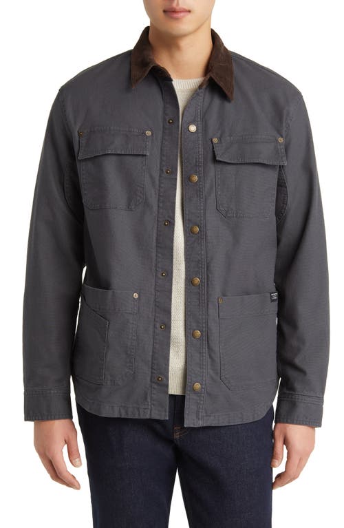 L.l.bean Signature Flannel Lined Stretch Canvas Shirt Jacket In Carbon